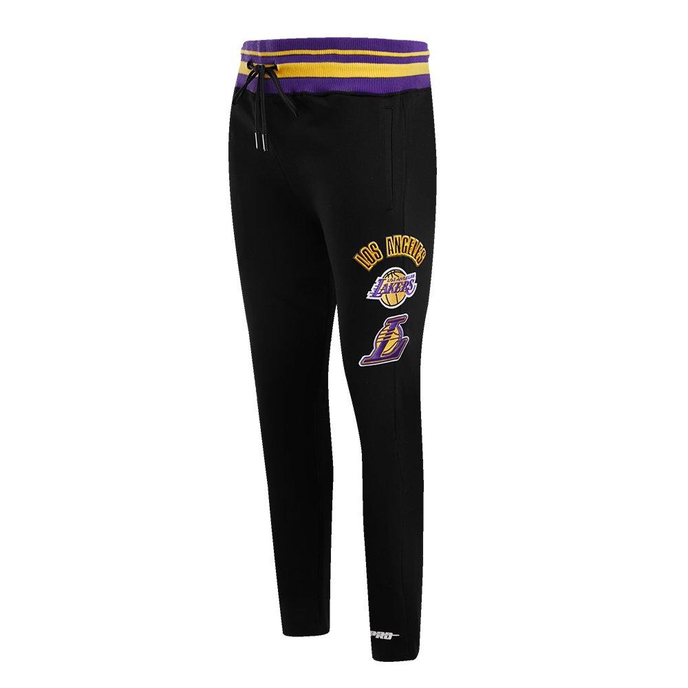 Pro Standard Men's NBA Los Angeles Lakers Retro Classic Fleece Sweatpants -Black/Purple/Yellow - BLACK/PURPLE/YELLOW Thumbnail View 3