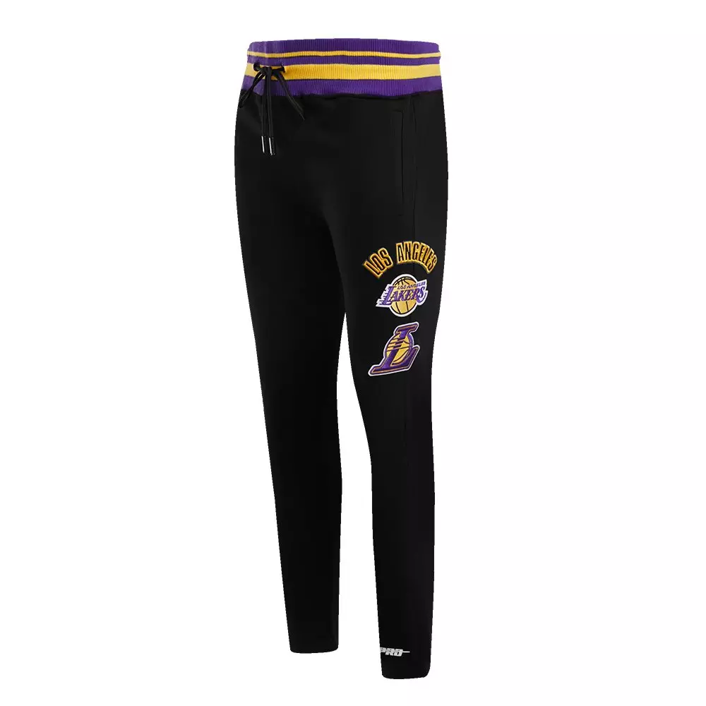 Pro Standard Men's NBA Los Angeles Lakers Retro Classic Fleece Sweatpants -Black/Purple/Yellow - BLACK/PURPLE/YELLOW