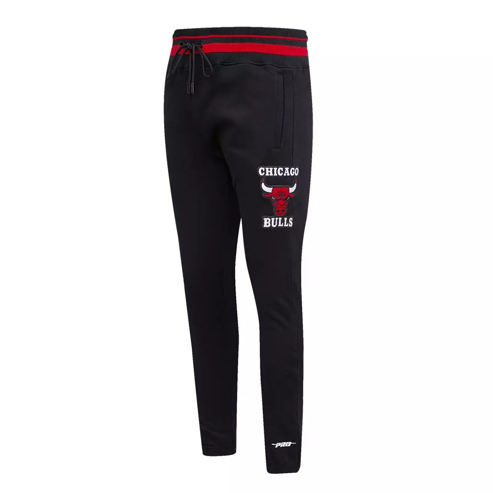 Pro Standard Men's NBA Chicago Bulls Retro Classic Fleece Sweatpants -Black/Red - BLACK/RED