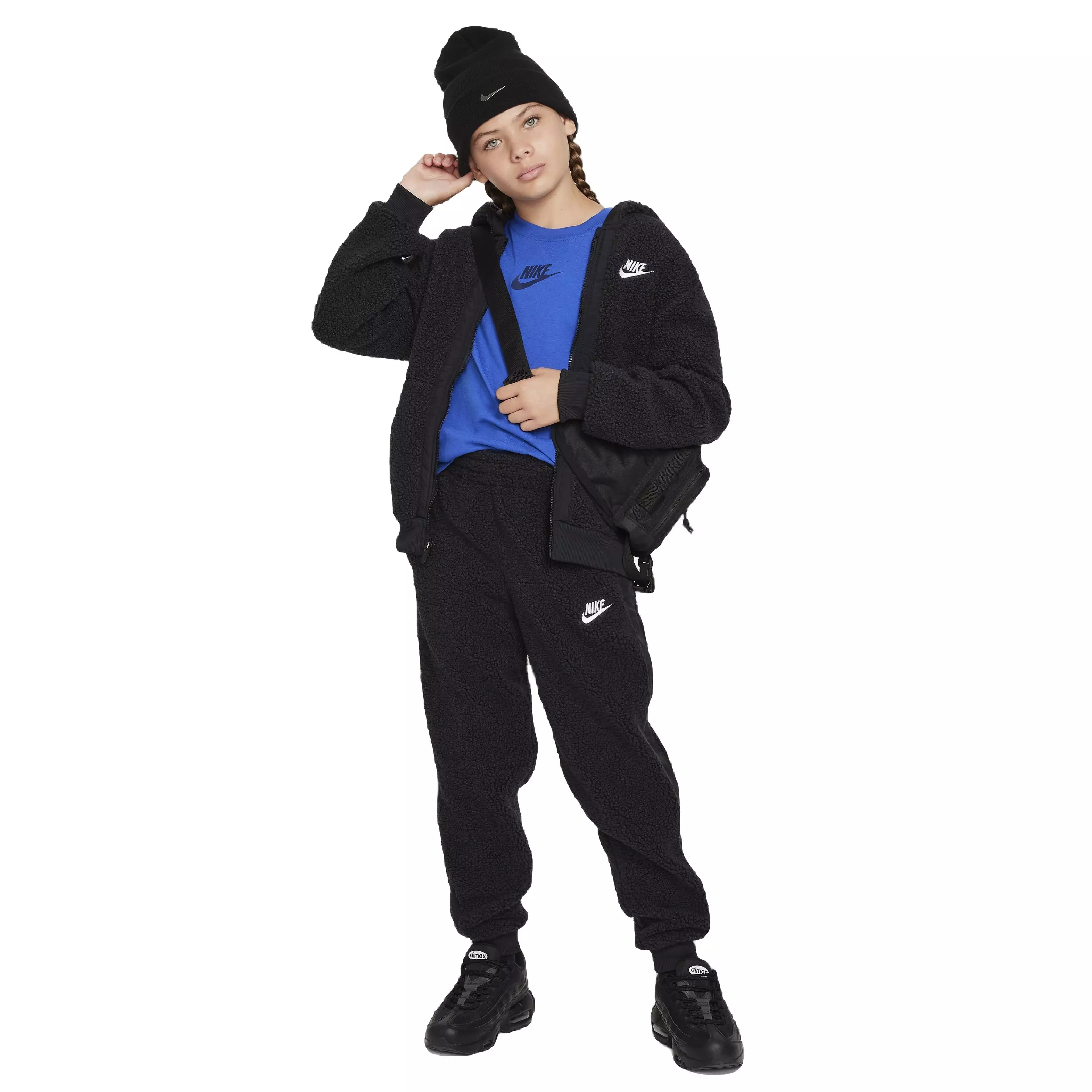 Nike Big Kids' Sportswear Club Fleece Full Zip Winterized Jacket - Black - BLACK