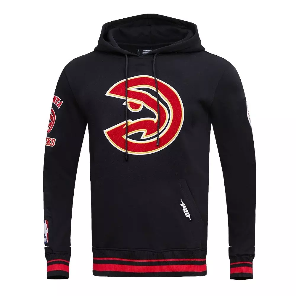 Pro Standard Men's NBA Atlanta Hawks Retro Classic Fleece Pullover Hoodie -Black/Red - BLACK/RED