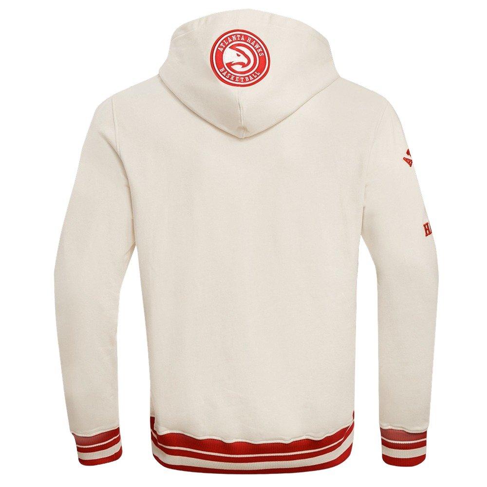 Pro Standard Men's NBA Atlanta Hawks Retro Classic Fleece Pullover Hoodie -Eggshell/Red - EGGSHELL/RED Thumbnail View 2