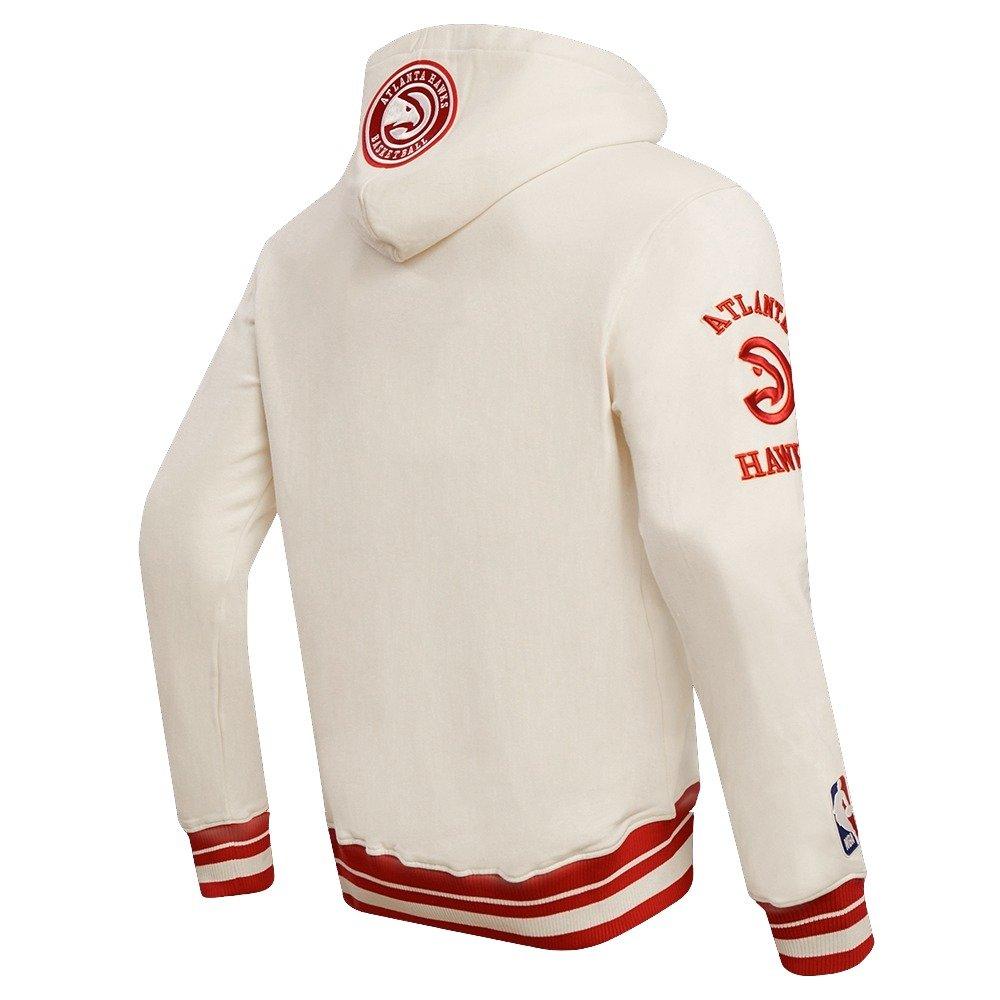 Pro Standard Men's NBA Atlanta Hawks Retro Classic Fleece Pullover Hoodie -Eggshell/Red - EGGSHELL/RED Thumbnail View 4