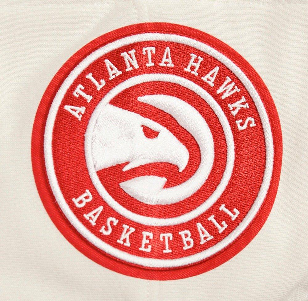 Pro Standard Men's NBA Atlanta Hawks Retro Classic Fleece Pullover Hoodie -Eggshell/Red - EGGSHELL/RED Thumbnail View 5
