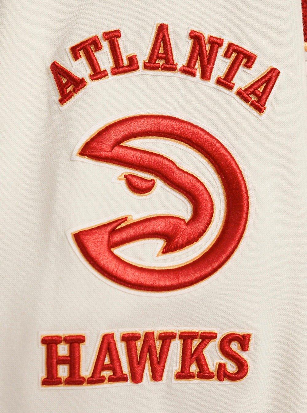 Pro Standard Men's NBA Atlanta Hawks Retro Classic Fleece Pullover Hoodie -Eggshell/Red - EGGSHELL/RED Thumbnail View 7