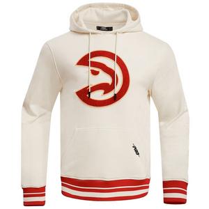 Pro Standard Men's NBA Atlanta Hawks Retro Classic Fleece Pullover Hoodie -Eggshell/Red