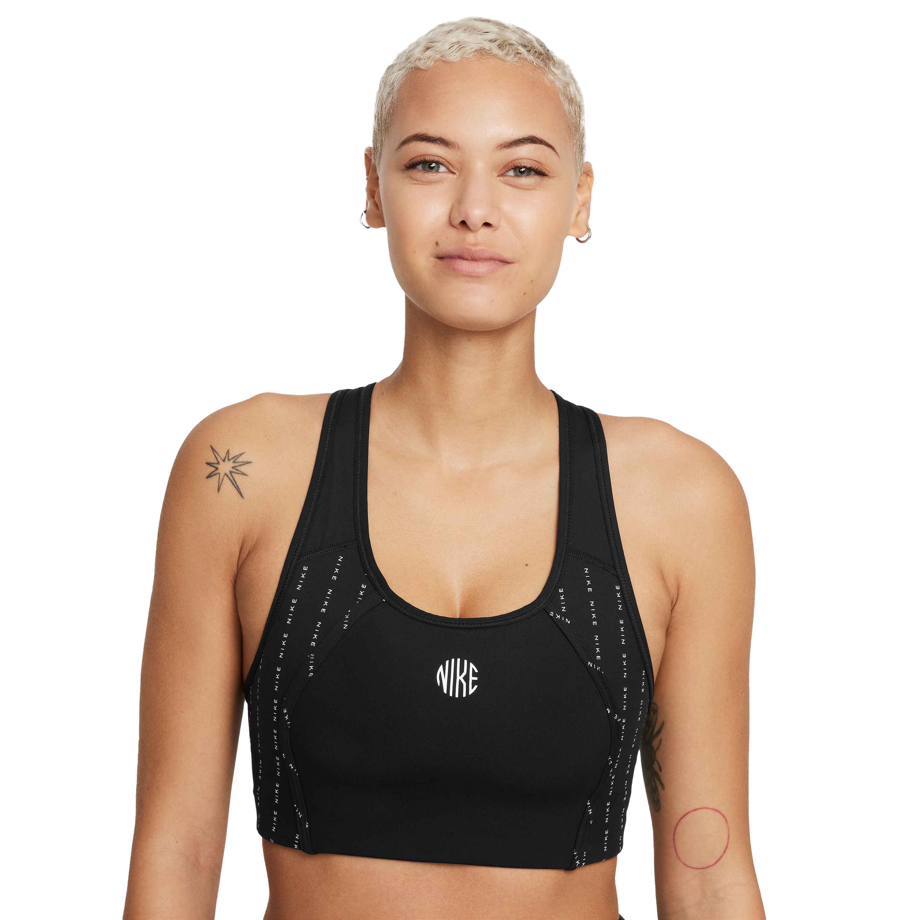 Nike Women's Black Medium-Support 1-Piece Pad Keyhole Sports Bra