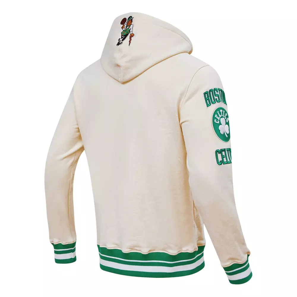 Pro Standard Men's NBA Boston Celtics Retro Classic Fleece Pullover Hoodie -Eggshell/Kelly Green - EGGSHELL/KELLY GREEN
