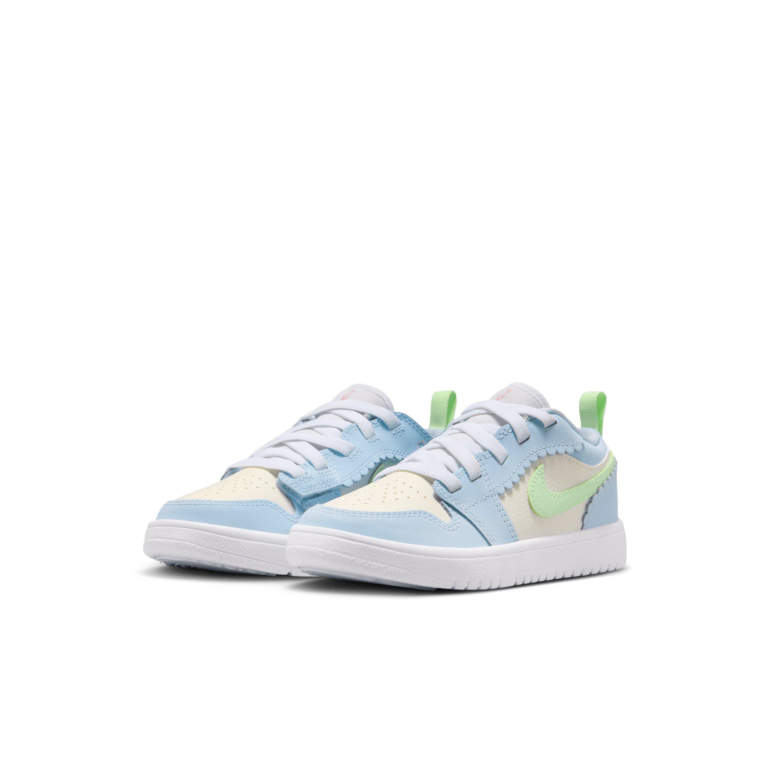 Jordan 1 Low Alt SE "Half Blue/Sail/White/Vapor Green" Preschool Girls' Shoe - BLUE/SAIL/WHITE/GREEN Thumbnail View 3