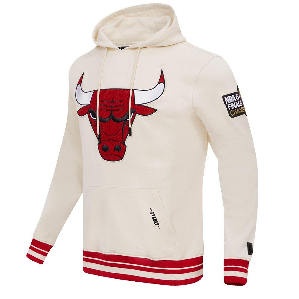 Pro Standard Men's NBA Chicago Bulls Retro Classic Fleece Pullover Hoodie - Eggshell/Red - EGGSHELL/RED Thumbnail View 3