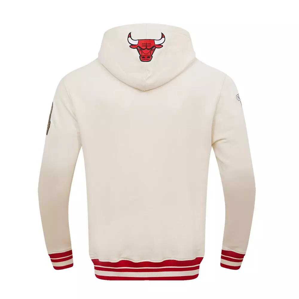 Pro Standard Men's NBA Chicago Bulls Retro Classic Fleece Pullover Hoodie -Eggshell/Red - EGGSHELL/RED