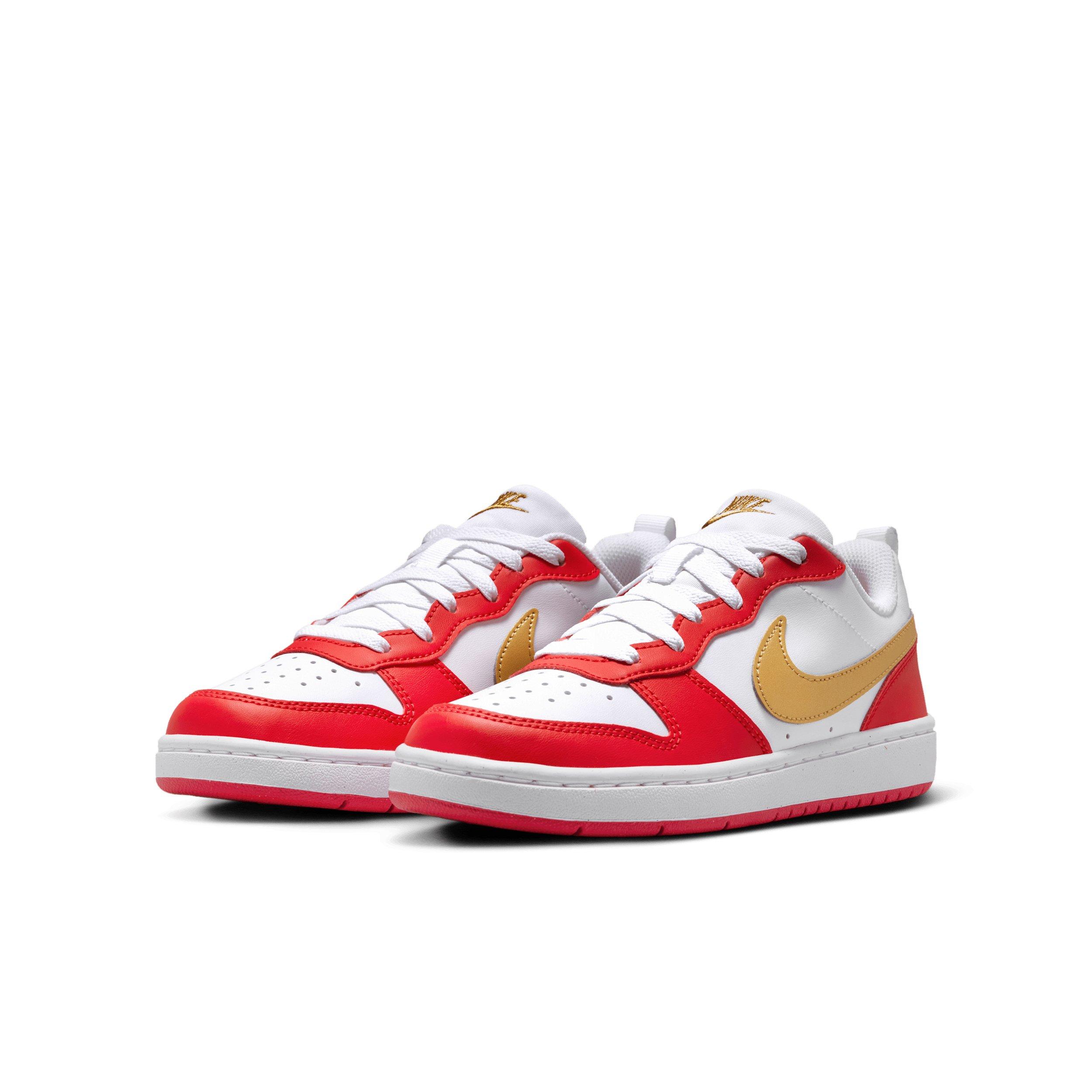 Nike Court Borough Low Recraft "White/University Red/White/Metallic Gold" Grade School Boys' Shoe - WHITE/RED/WHITE/GOLD Thumbnail View 3