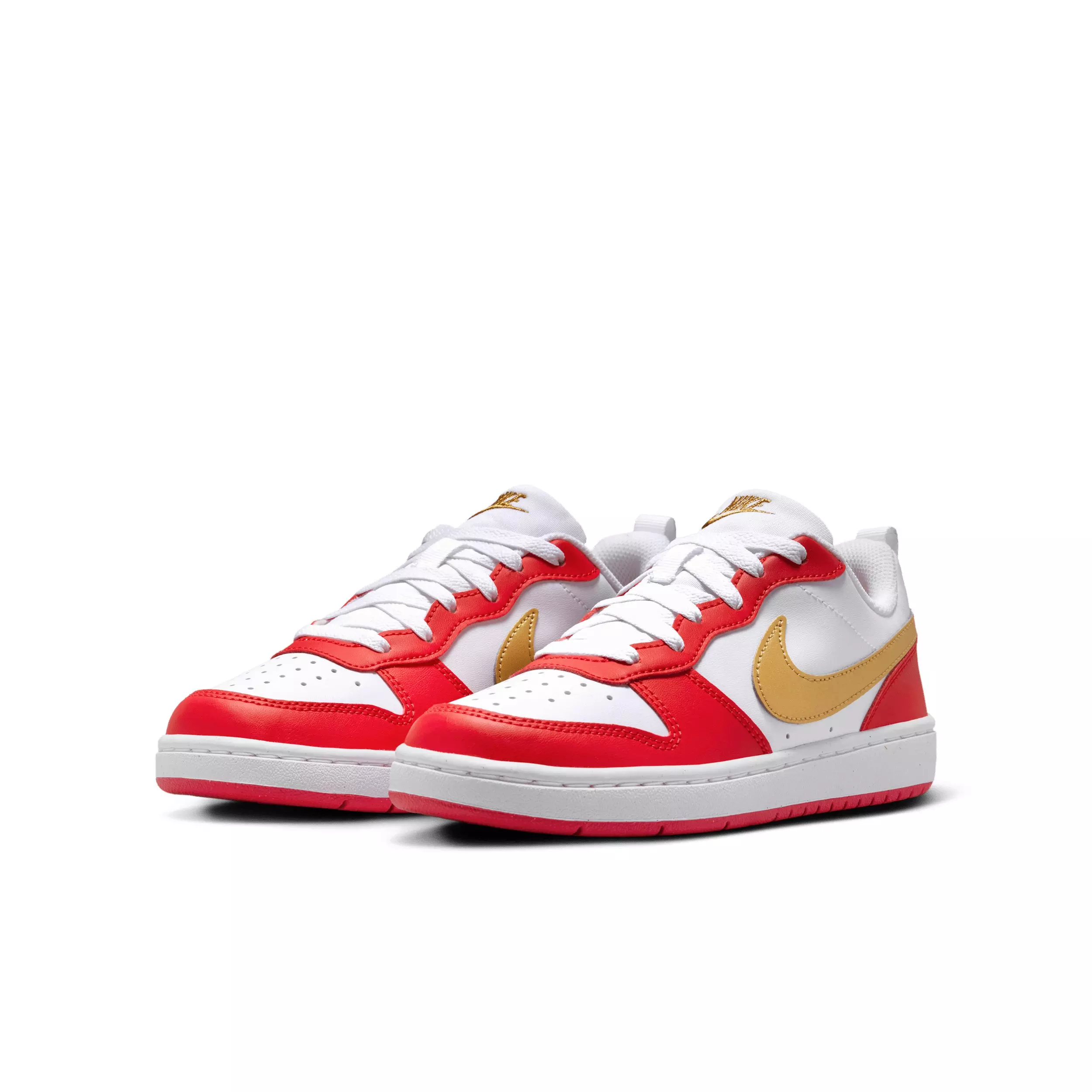 Nike Court Borough Low Recraft "White/University Red/White/Metallic Gold" Grade School Boys' Shoe - WHITE/RED/WHITE/GOLD