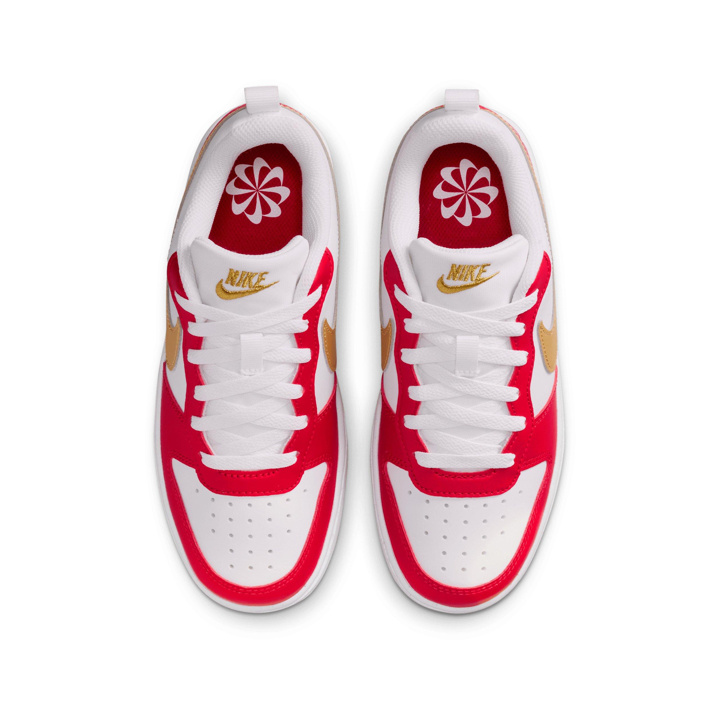 Nike Court Borough Low Recraft "White/University Red/White/Metallic Gold" Grade School Boys' Shoe - WHITE/RED/WHITE/GOLD Thumbnail View 4