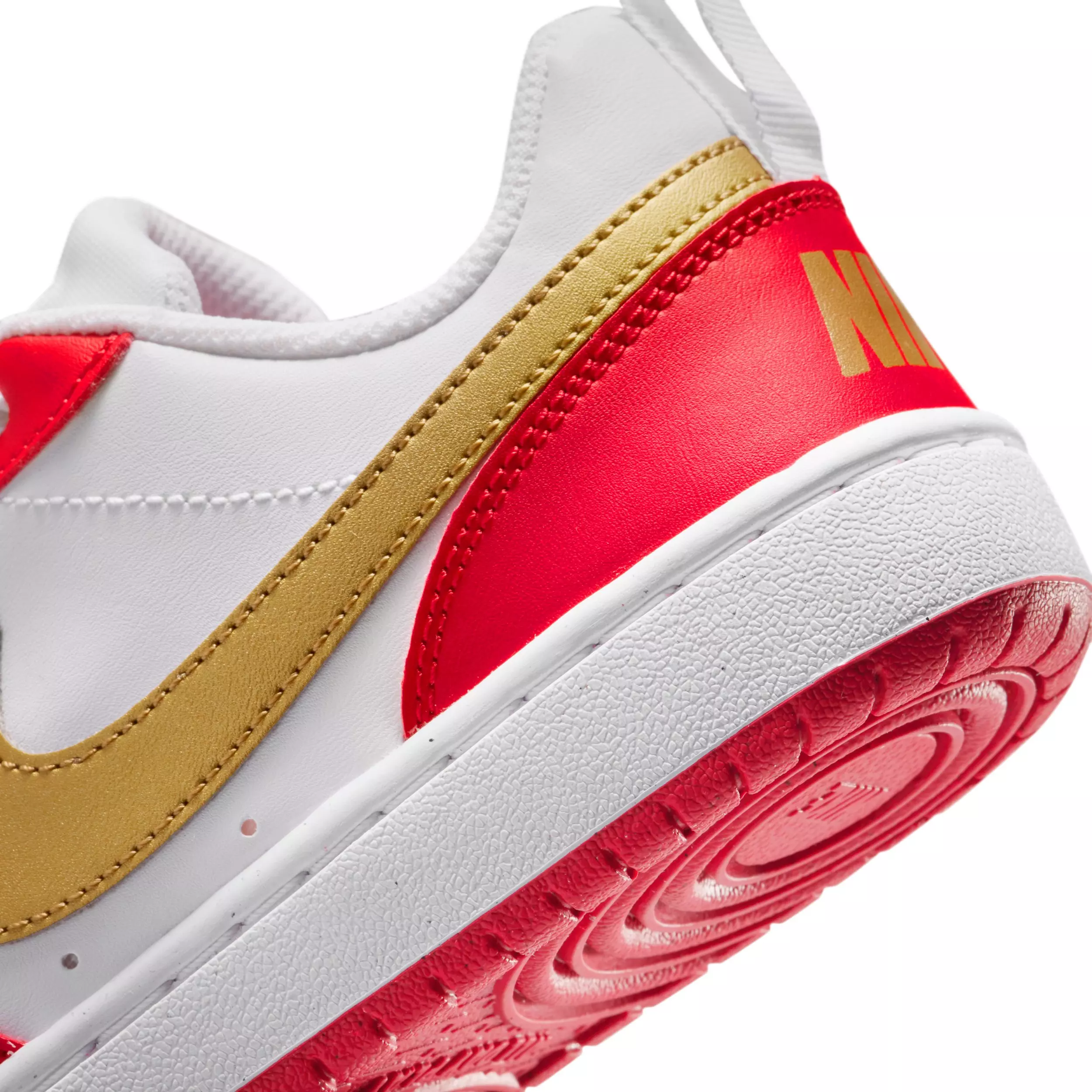 Nike Court Borough Low Recraft "White/University Red/White/Metallic Gold" Grade School Boys' Shoe - WHITE/RED/WHITE/GOLD