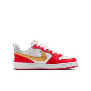 Nike Court Borough Low Recraft "White/University Red/White/Metallic Gold" Grade School Boys' Shoe