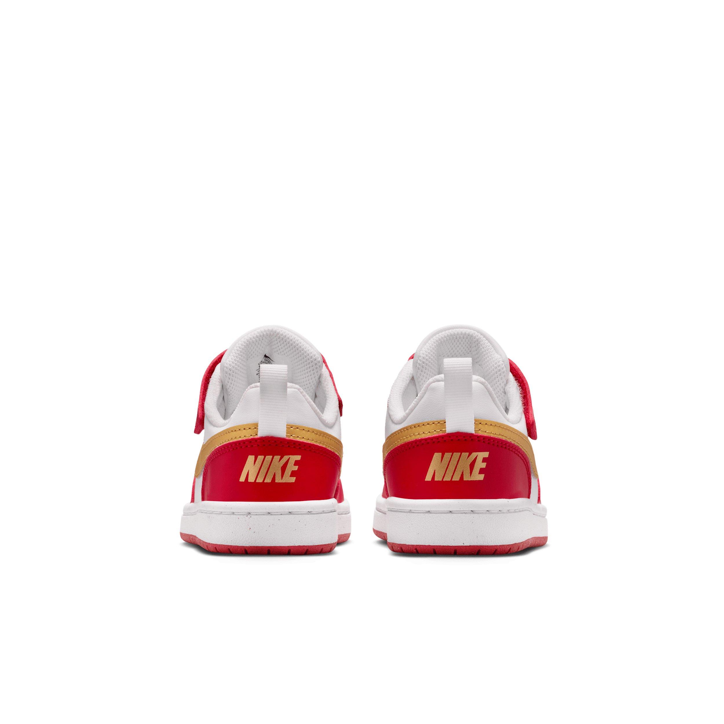 Nike Court Borough Low Recraft "White/University Red/White/Metallic Gold" Preschool Boys' Shoe - WHITE/RED/WHITE/GOLD Thumbnail View 5