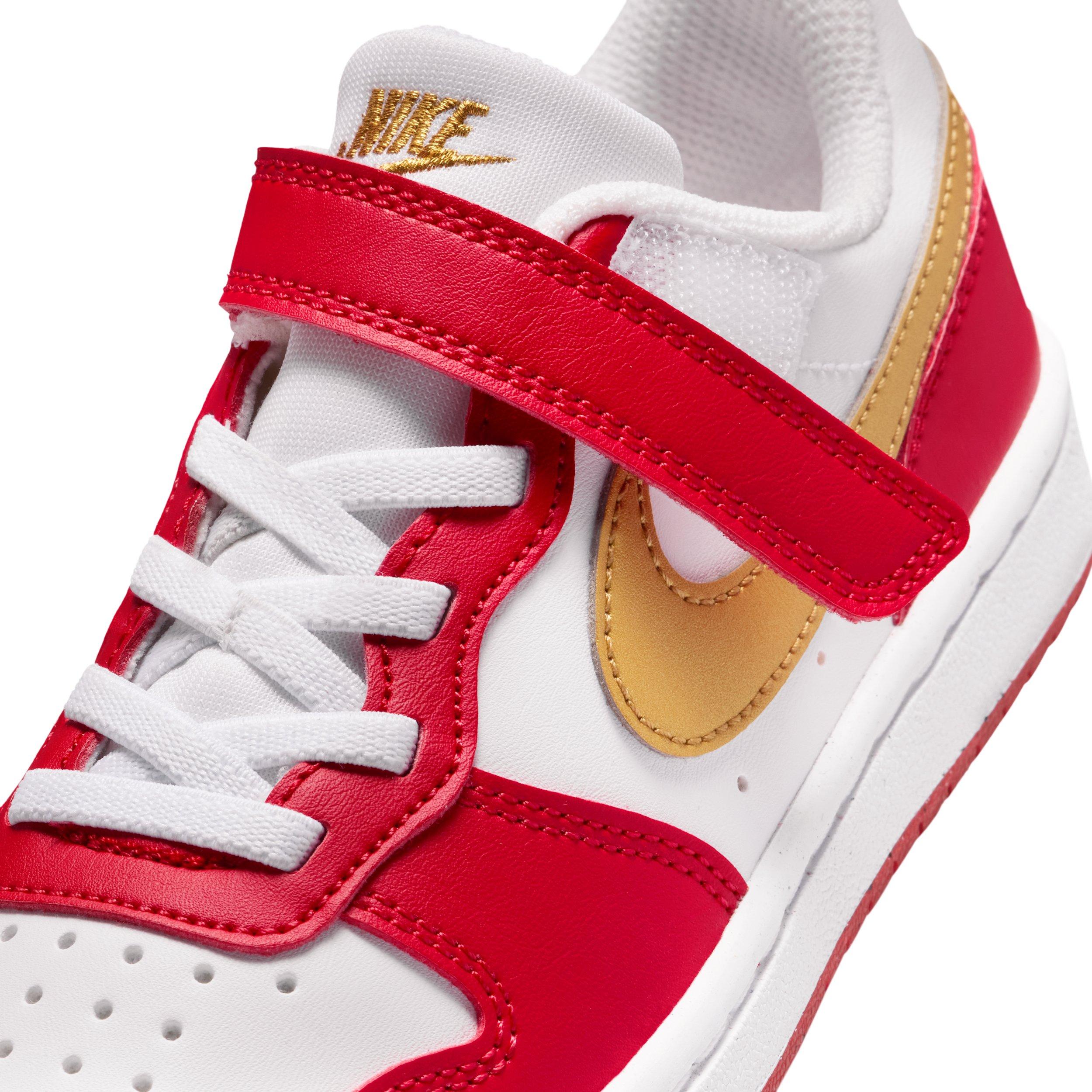 Nike Court Borough Low Recraft "White/University Red/White/Metallic Gold" Preschool Boys' Shoe - WHITE/RED/WHITE/GOLD Thumbnail View 7