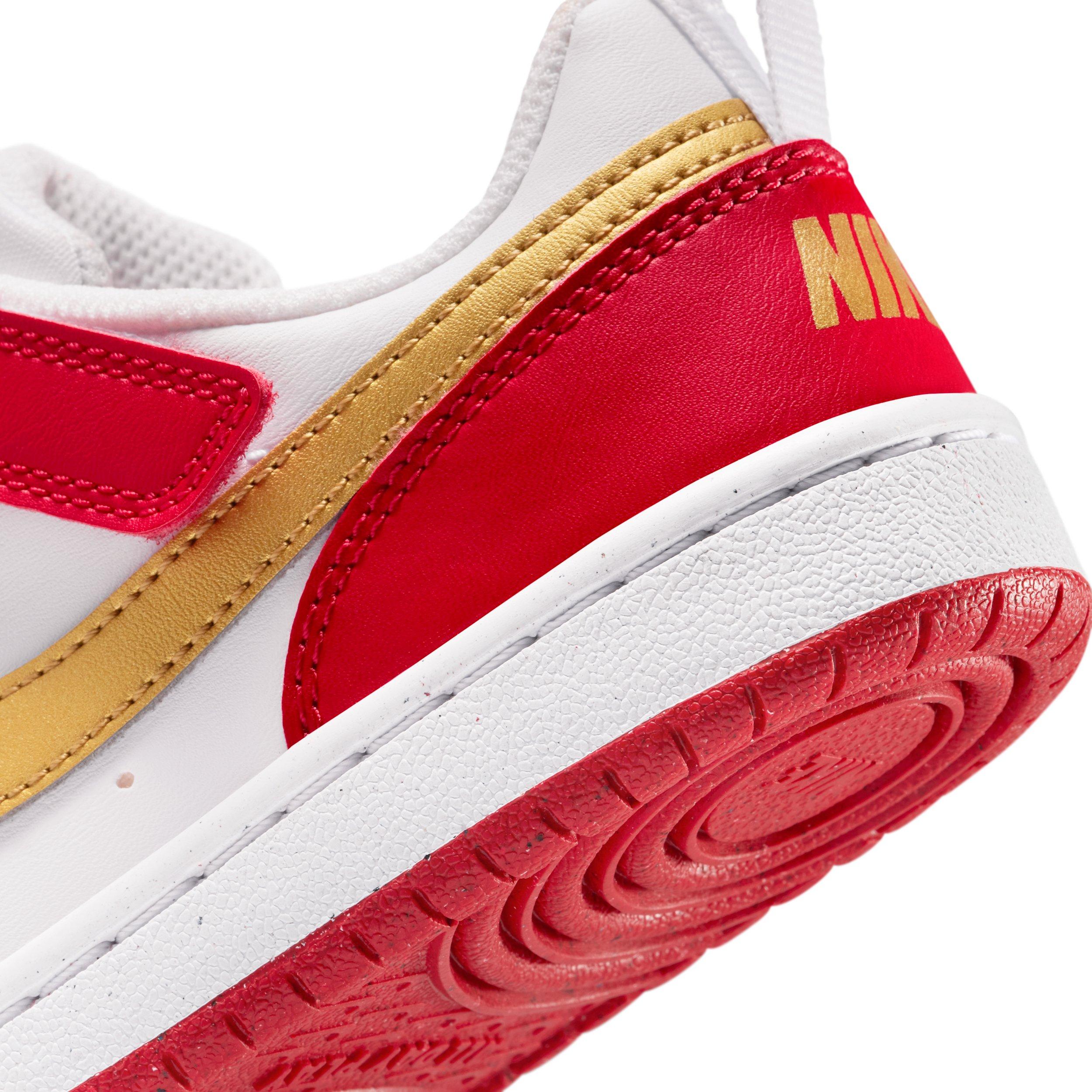 Nike Court Borough Low Recraft "White/University Red/White/Metallic Gold" Preschool Boys' Shoe - WHITE/RED/WHITE/GOLD Thumbnail View 8