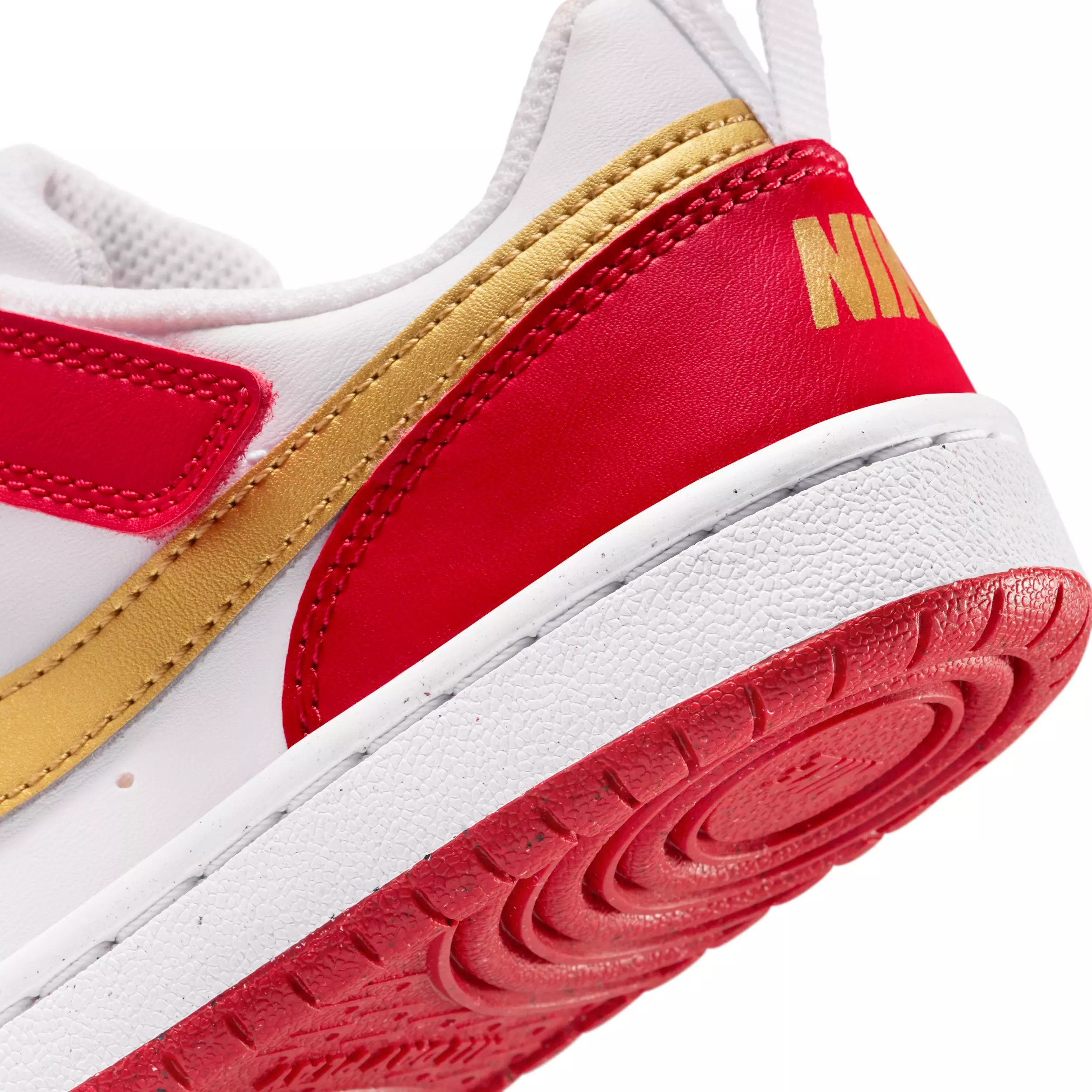 Nike Court Borough Low Recraft "White/University Red/White/Metallic Gold" Preschool Boys' Shoe - WHITE/RED/WHITE/GOLD