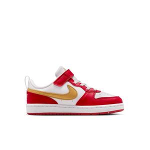 Nike Court Borough Low Recraft "White/University Red/White/Metallic Gold" Preschool Boys' Shoe