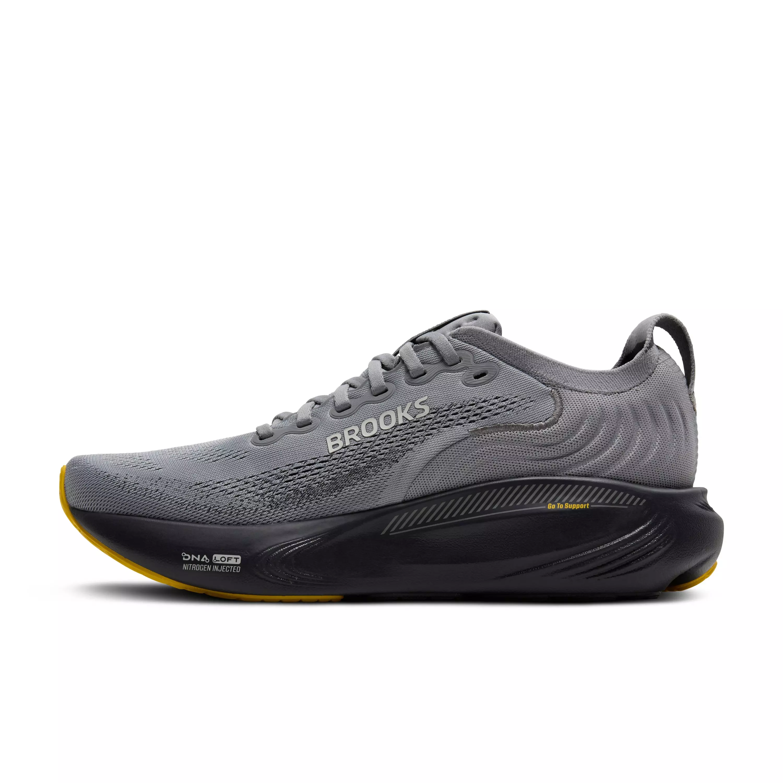 Brooks Adrenaline GTS 25 "Primer Grey/Ebony/Jasmin" Men's Wide Running Shoe - GREY/EBONY/JASMIN