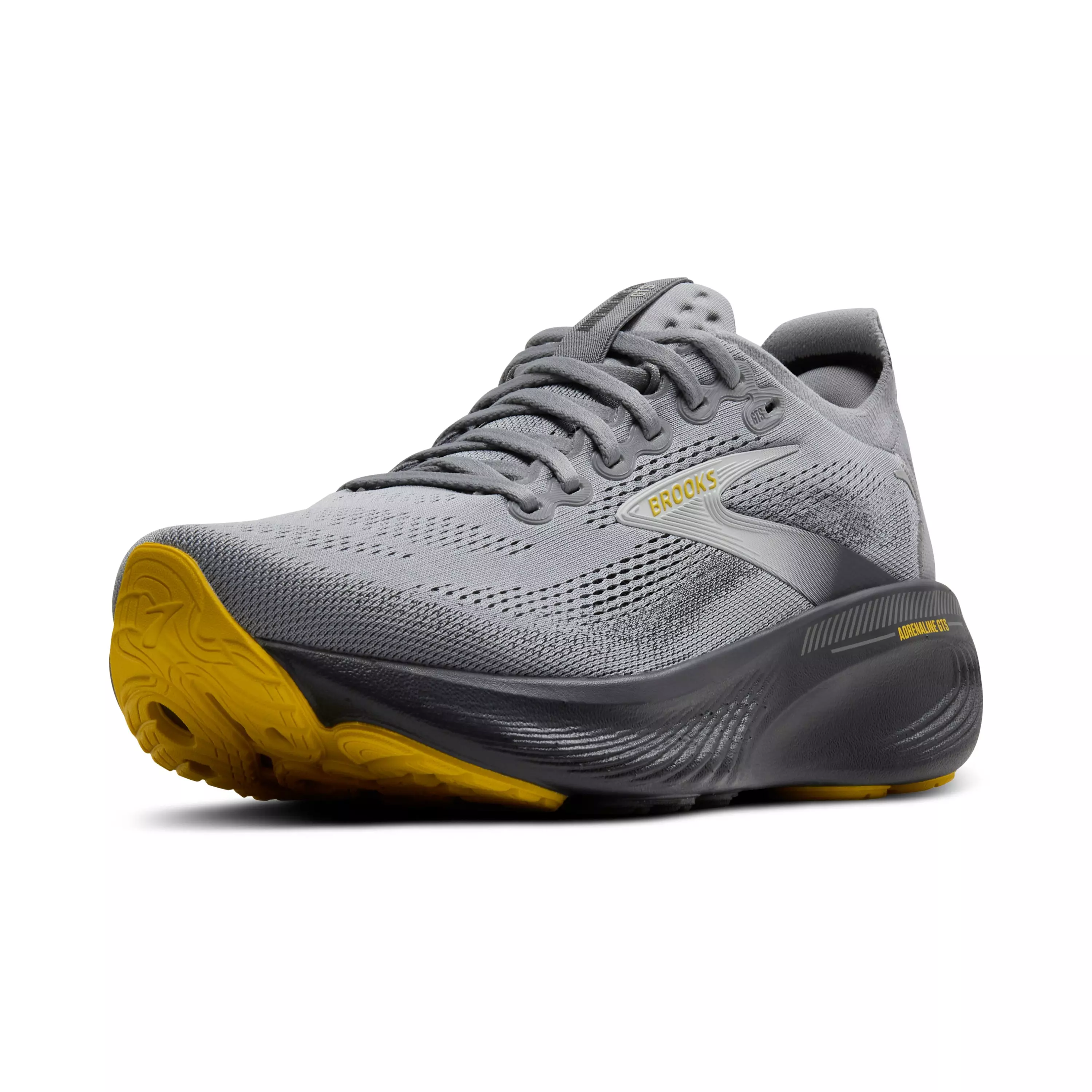 Brooks Adrenaline GTS 25 "Primer Grey/Ebony/Jasmin" Men's Wide Running Shoe - GREY/EBONY/JASMIN
