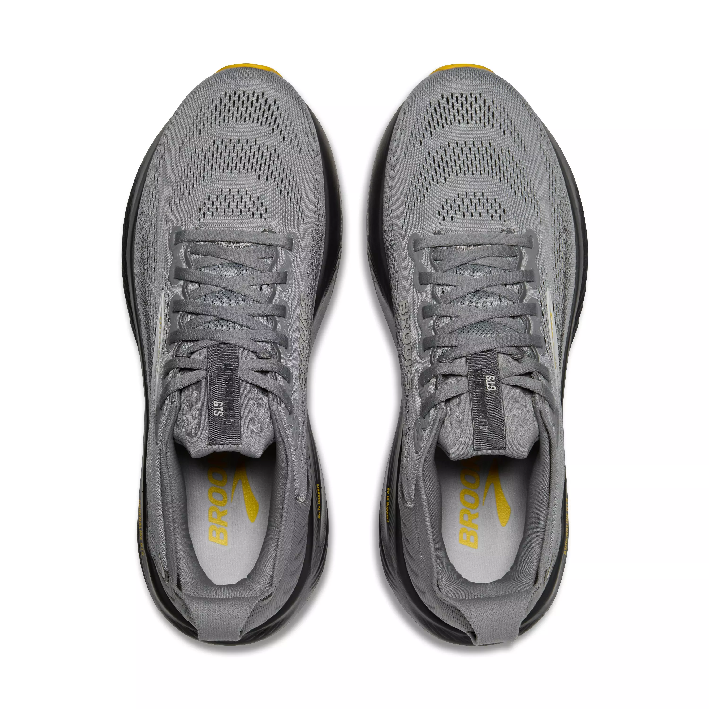 Brooks Adrenaline GTS 25 "Primer Grey/Ebony/Jasmin" Men's Wide Running Shoe - GREY/EBONY/JASMIN