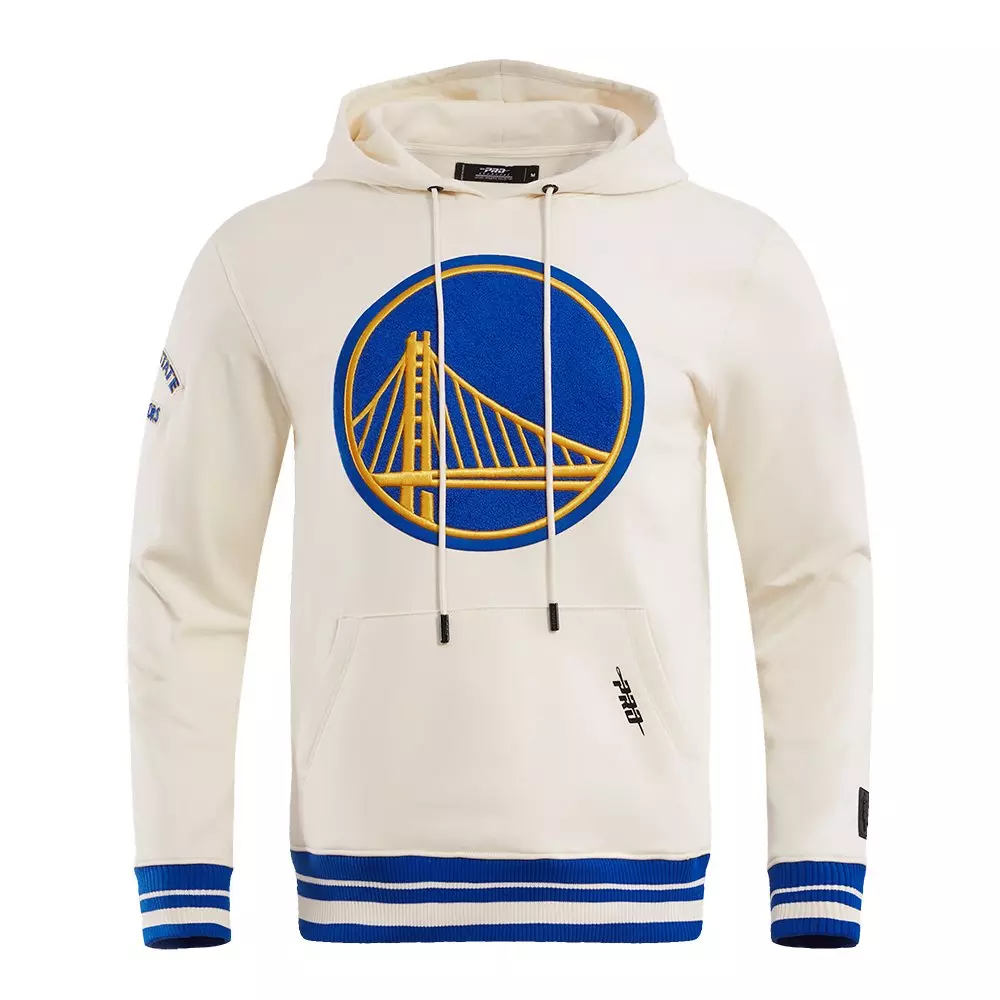Pro Standard Men's NBA Golden State Warriors Retro Classic Fleece Pullover Hoodie - Eggshell/Royal - EGGSHELL/ROYAL BLUE