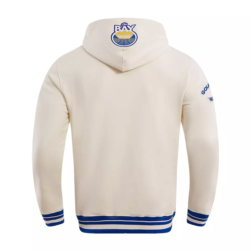 Pro Standard Men's NBA Golden State Warriors Retro Classic Fleece Pullover Hoodie -Eggshell/Royal - EGGSHELL/ROYAL BLUE