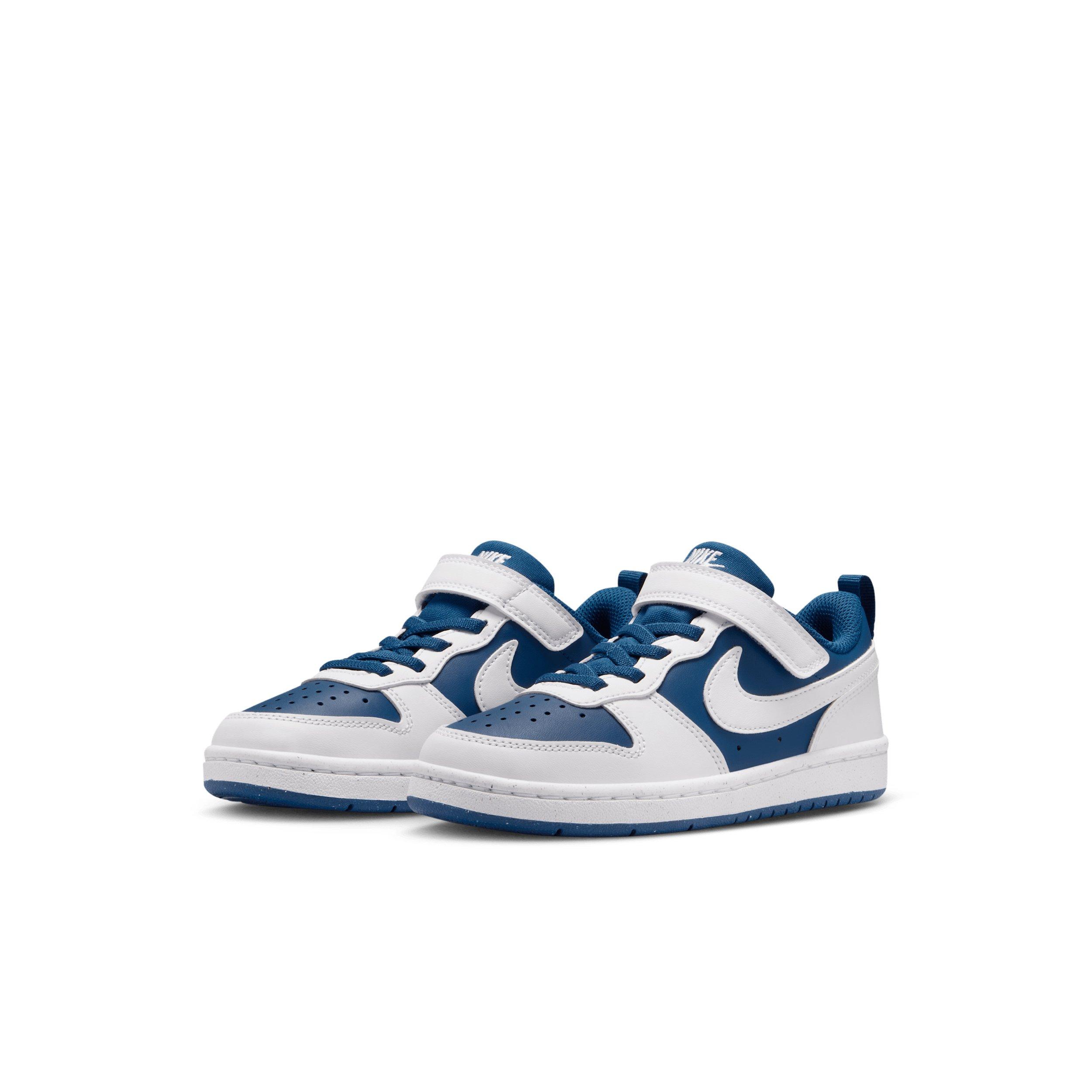 Nike Court Borough Low Recraft "Court Blue/White/White" Preschool Boys' Shoe - BLUE/WHITE/WHITE Thumbnail View 3