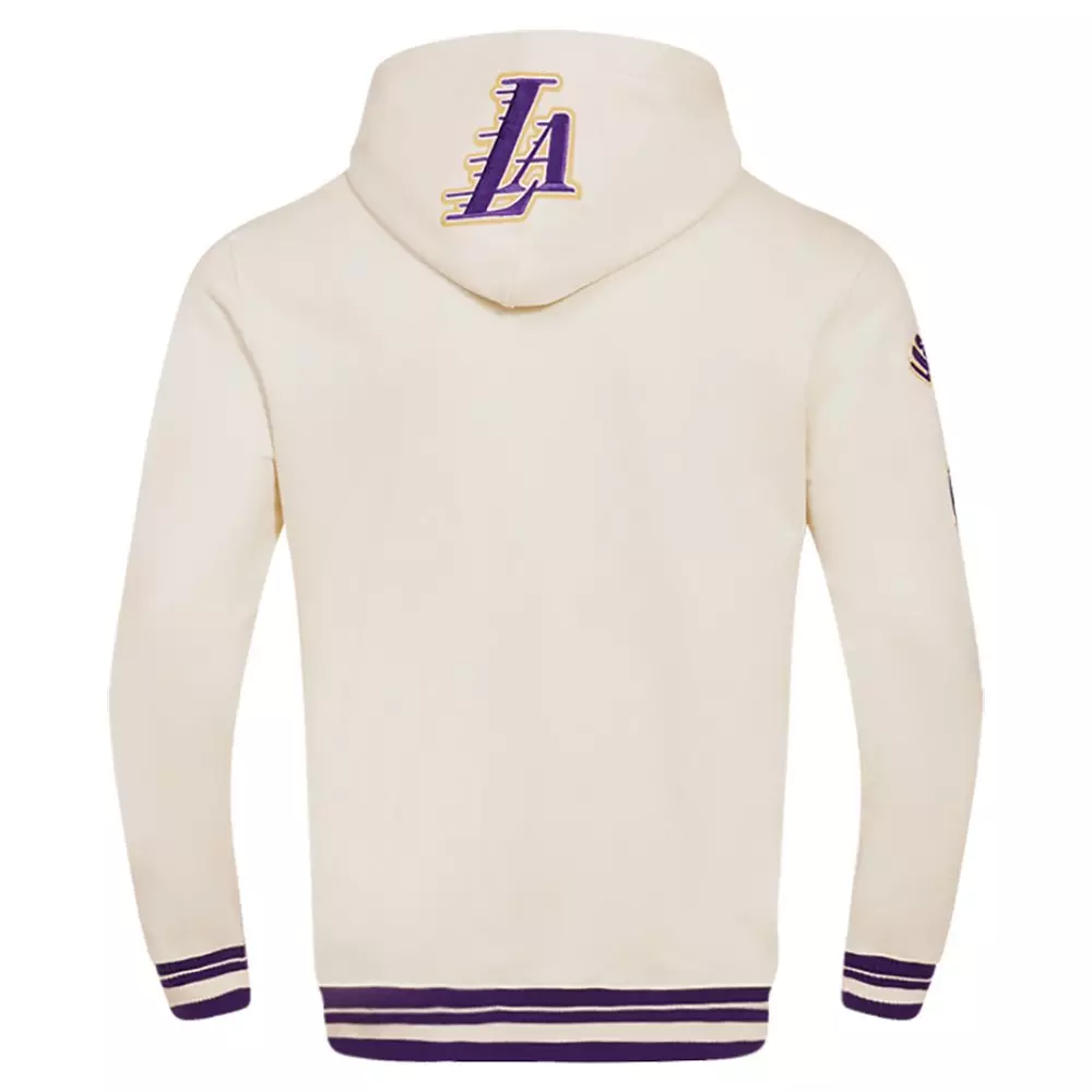 Pro Standard Men's NBA Los Angeles Lakers Retro Classic Fleece Pullover Hoodie - Eggshell/Purple - EGGSHELL/PURPLE