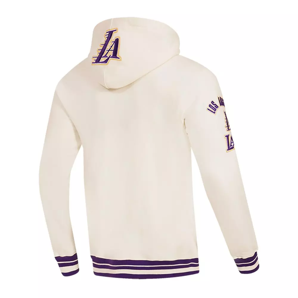 Pro Standard Men's NBA Los Angeles Lakers Retro Classic Fleece Pullover Hoodie -Eggshell/Purple - EGGSHELL/PURPLE