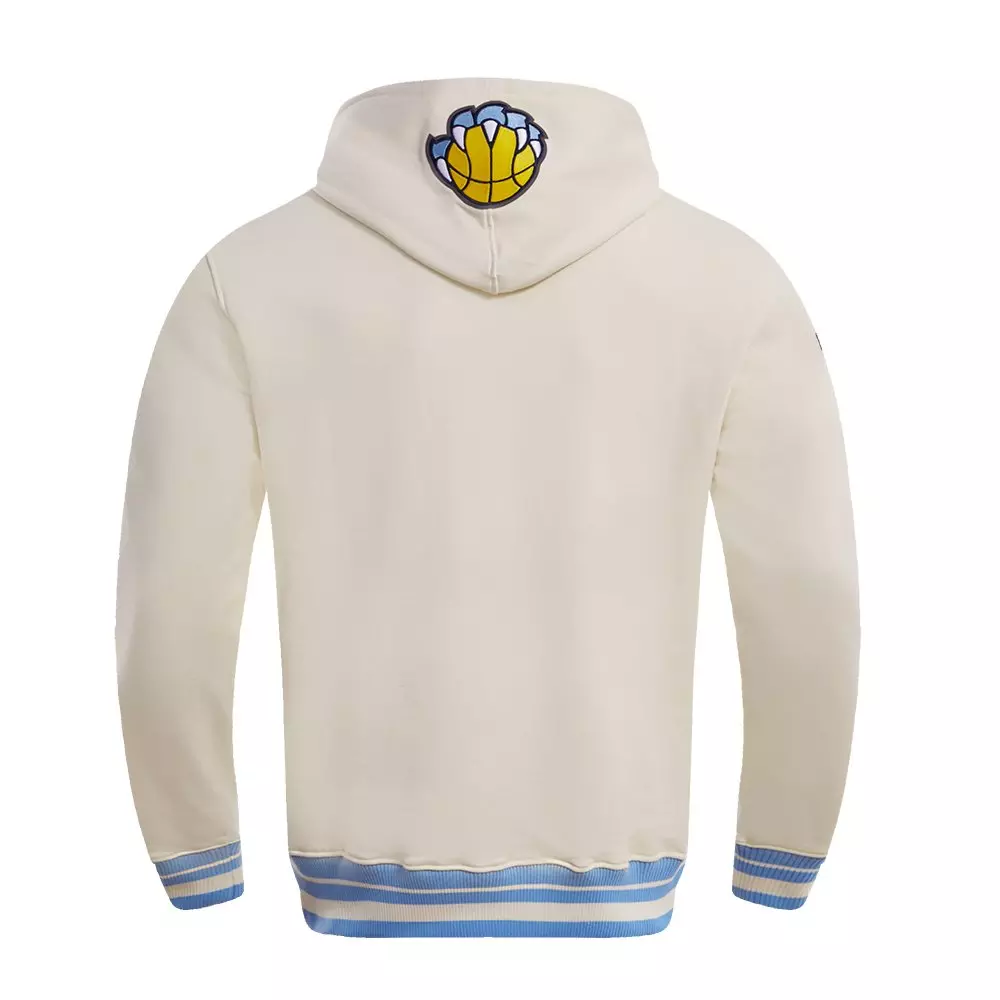 Pro Standard Men's NBA Memphis Grizzlies Retro Classic Fleece Pullover Hoodie -Eggshell/Blue - EGGSHELL/BLUE