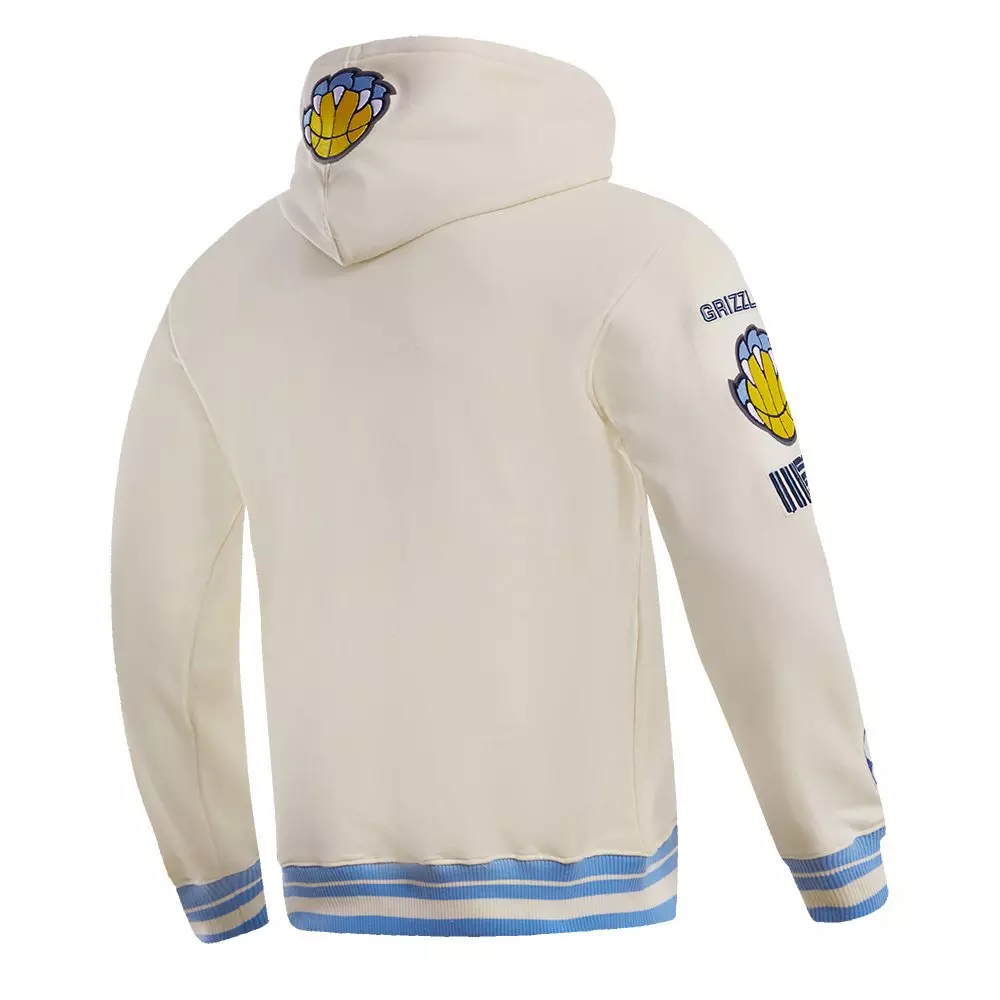 Pro Standard Men's NBA Memphis Grizzlies Retro Classic Fleece Pullover Hoodie -Eggshell/Blue - EGGSHELL/BLUE