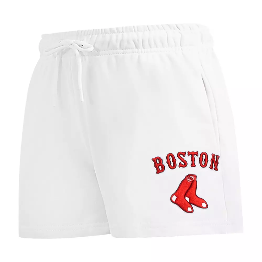 Pro Standard Women's MLB Boston Red Sox Classic Fleece Shorts -White - WHITE
