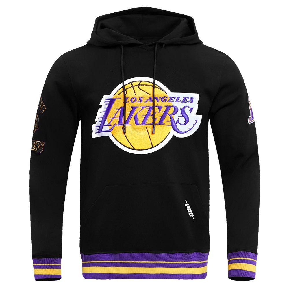 Pro Standard Men's NBA Los Angeles Lakers Retro Classic Fleece Pullover Hoodie - Black/Purple/Yellow - BLACK/PURPLE/YELLOW Thumbnail View 1