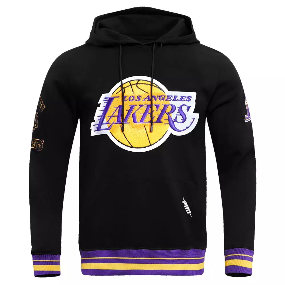 Pro Standard Men's NBA Los Angeles Lakers Retro Classic Fleece Pullover Hoodie - Black/Purple/Yellow - BLACK/PURPLE/YELLOW