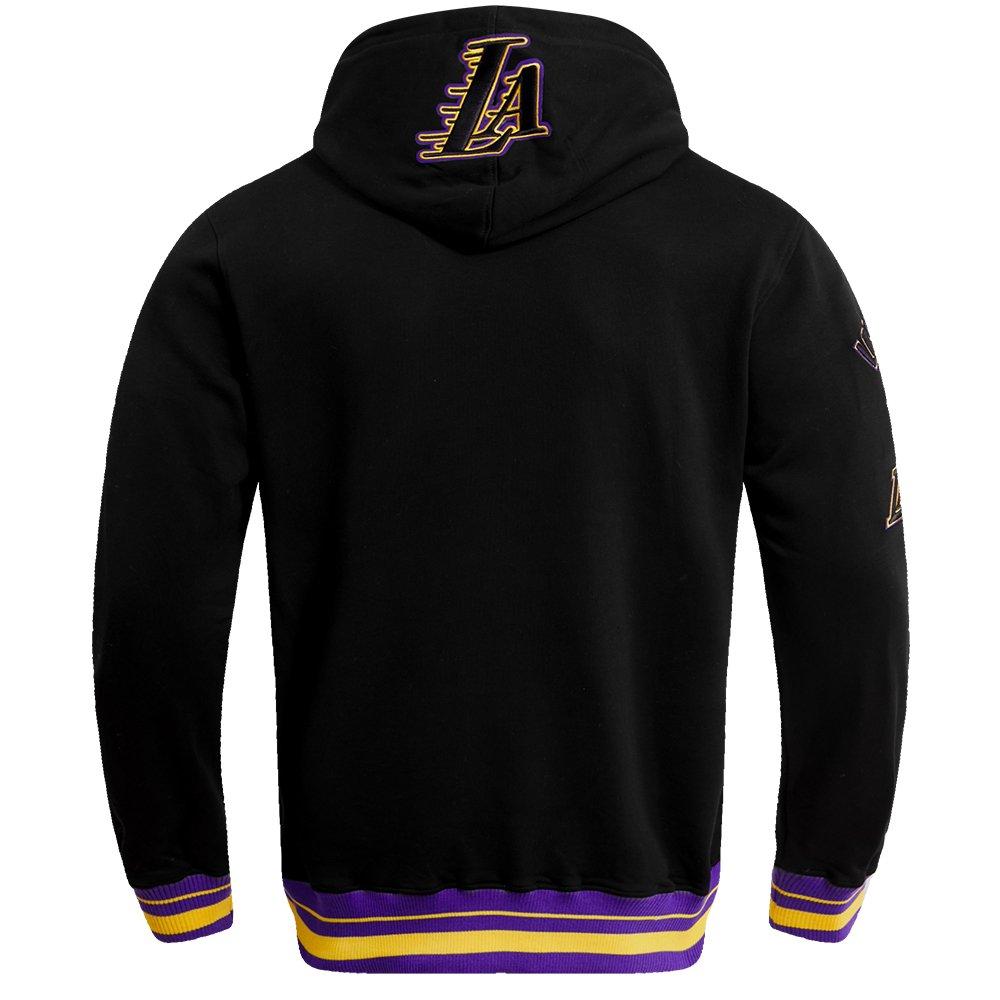 Pro Standard Men's NBA Los Angeles Lakers Retro Classic Fleece Pullover Hoodie - Black/Purple/Yellow - BLACK/PURPLE/YELLOW Thumbnail View 2