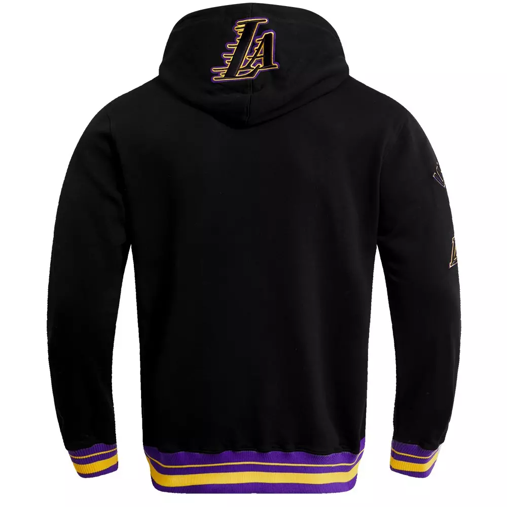 Pro Standard Men's NBA Los Angeles Lakers Retro Classic Fleece Pullover Hoodie -Black/Purple/Yellow - BLACK/PURPLE/YELLOW