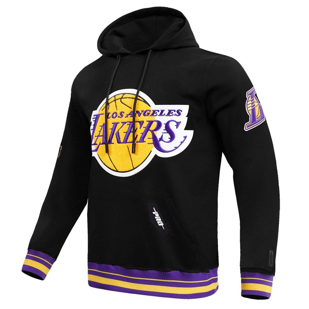 Pro Standard Men's NBA Los Angeles Lakers Retro Classic Fleece Pullover Hoodie -Black/Purple/Yellow - BLACK/PURPLE/YELLOW Thumbnail View 3