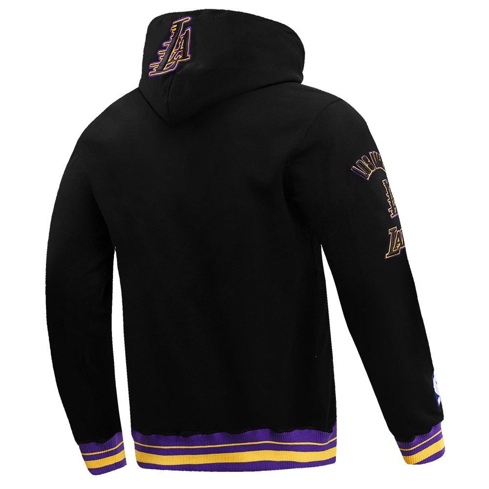 Pro Standard Men's NBA Los Angeles Lakers Retro Classic Fleece Pullover Hoodie -Black/Purple/Yellow - BLACK/PURPLE/YELLOW Thumbnail View 4