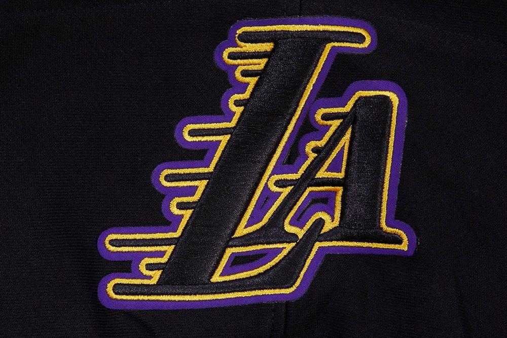 Pro Standard Men's NBA Los Angeles Lakers Retro Classic Fleece Pullover Hoodie -Black/Purple/Yellow - BLACK/PURPLE/YELLOW Thumbnail View 5