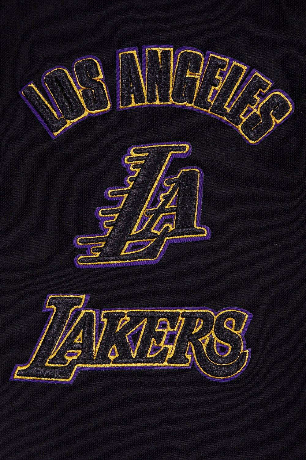Pro Standard Men's NBA Los Angeles Lakers Retro Classic Fleece Pullover Hoodie -Black/Purple/Yellow - BLACK/PURPLE/YELLOW Thumbnail View 8