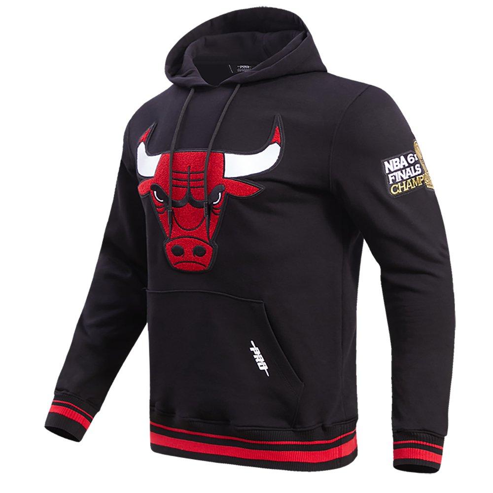 Pro Standard Men's NBA Chicago Bulls Retro Classic Fleece Pullover Hoodie -Black/Red - BLACK/RED Thumbnail View 3
