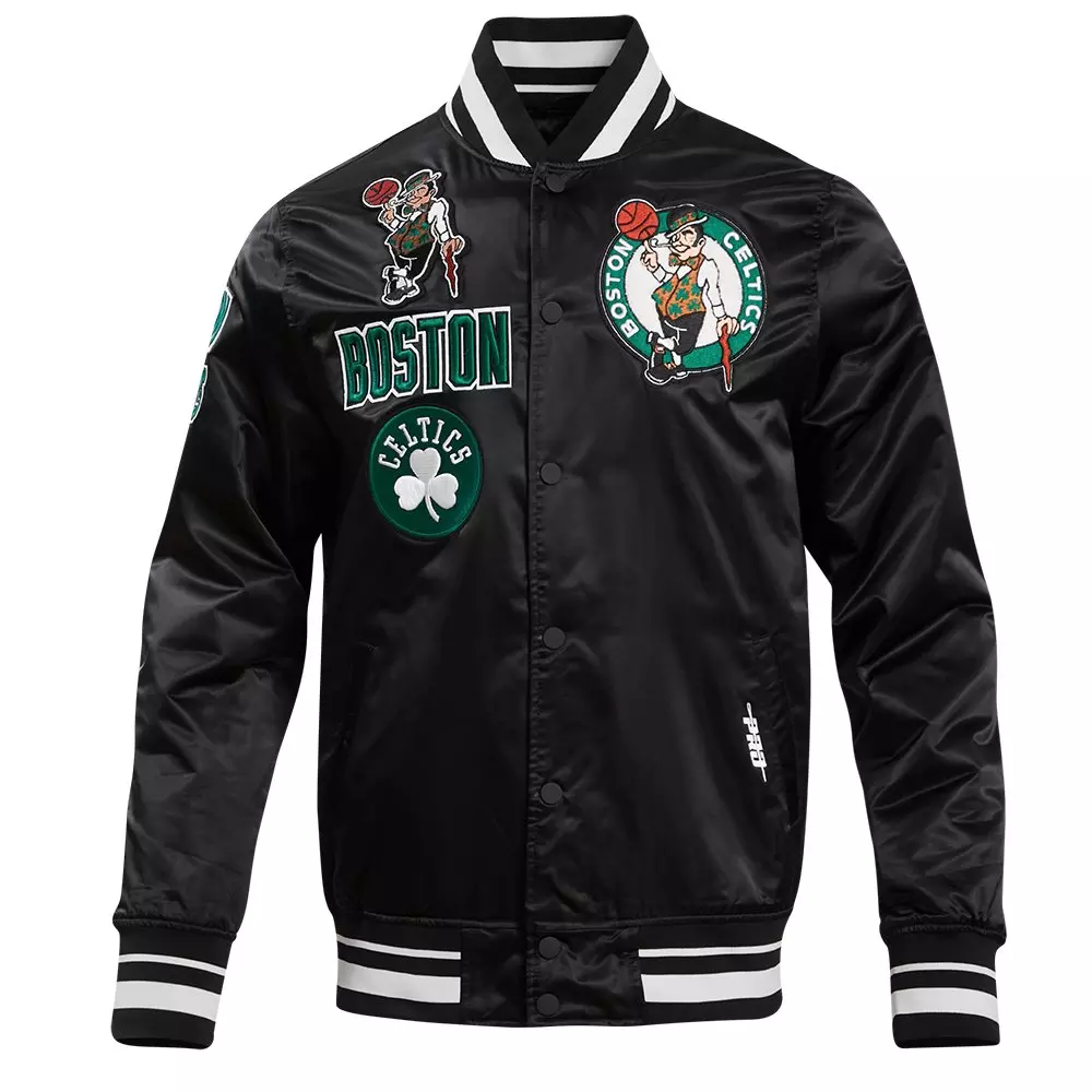 Pro Standard Men's NBA Boston Celtics Retro Classic Rib Satin Jacket - Black - BLACK