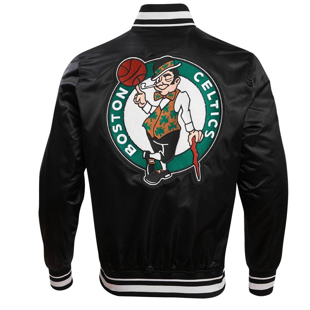 Pro Standard Men's NBA Boston Celtics Retro Classic Rib Satin Jacket -Black - BLACK Thumbnail View 2