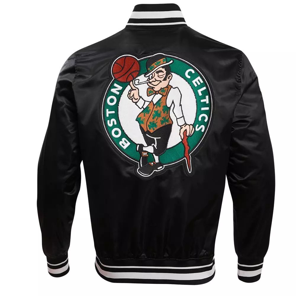 Pro Standard Men's NBA Boston Celtics Retro Classic Rib Satin Jacket -Black - BLACK