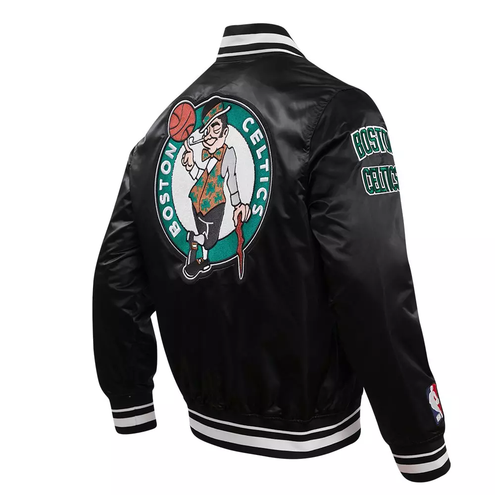 Pro Standard Men's NBA Boston Celtics Retro Classic Rib Satin Jacket -Black - BLACK