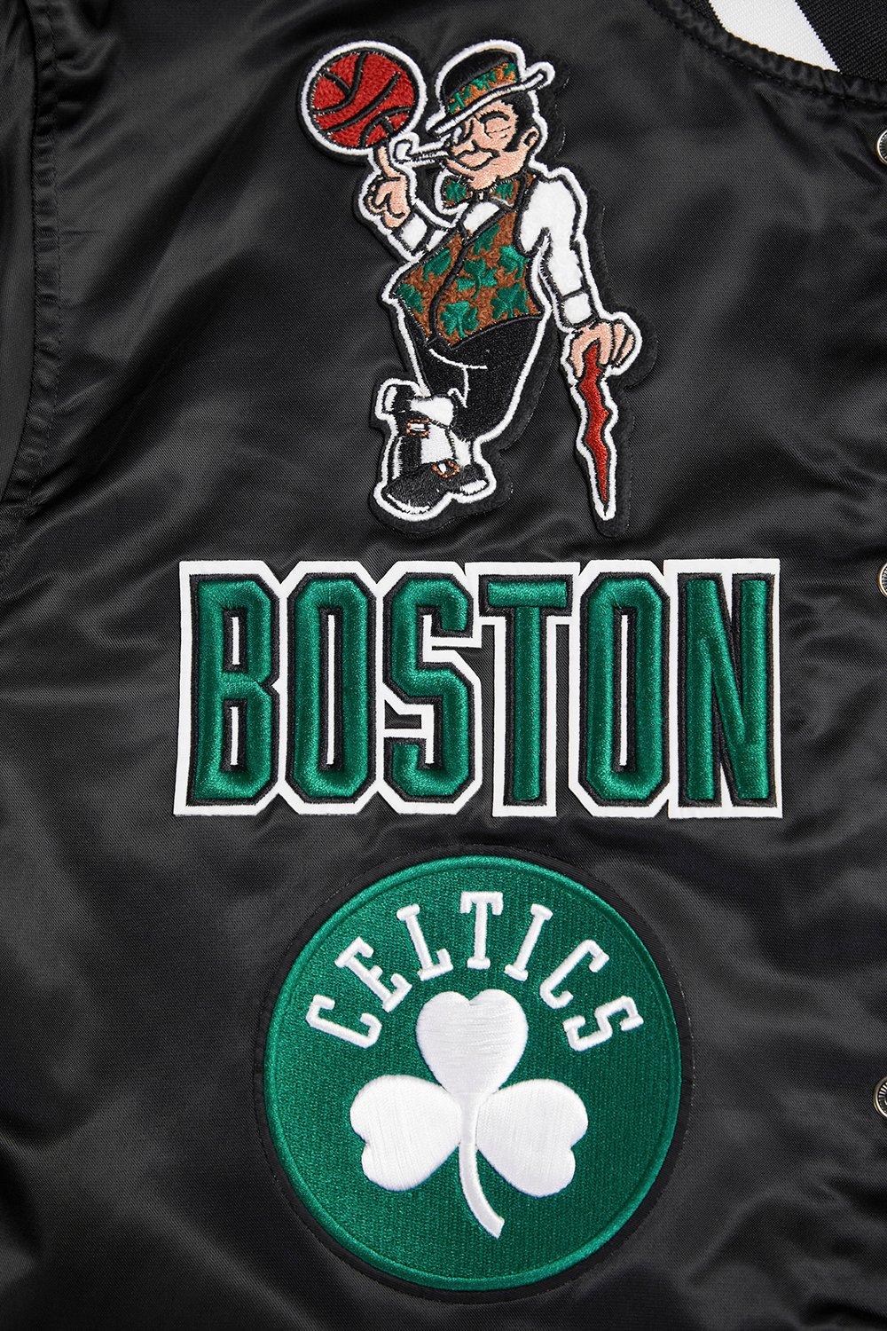 Pro Standard Men's NBA Boston Celtics Retro Classic Rib Satin Jacket - Black - BLACK Thumbnail View 8